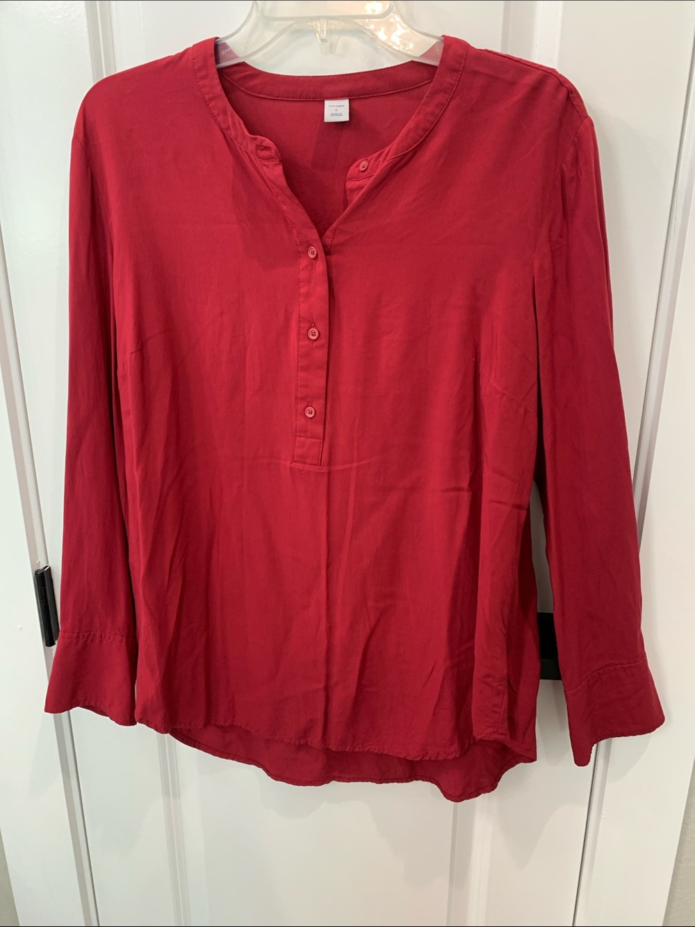 Old Navy Wine Red Long-Sleeve Henley Blouse